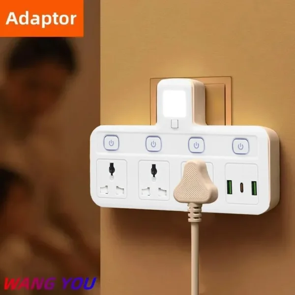 Universele Stekkerdoos met USB Snellader - EU, US, UK Plug Multitap met Aparte Controle